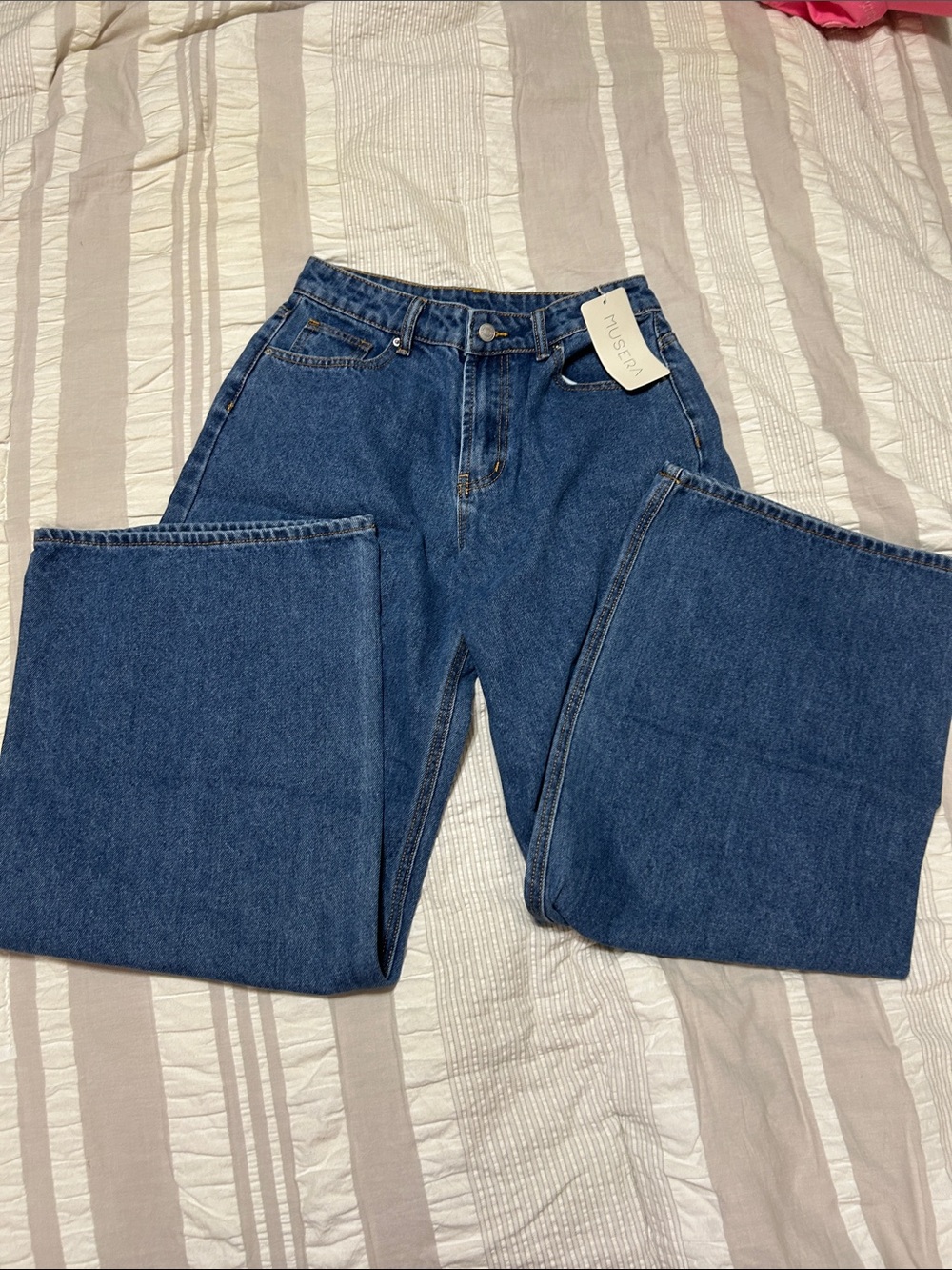 Musecraft High-Rise Wide Leg Jeans - Deep Blue